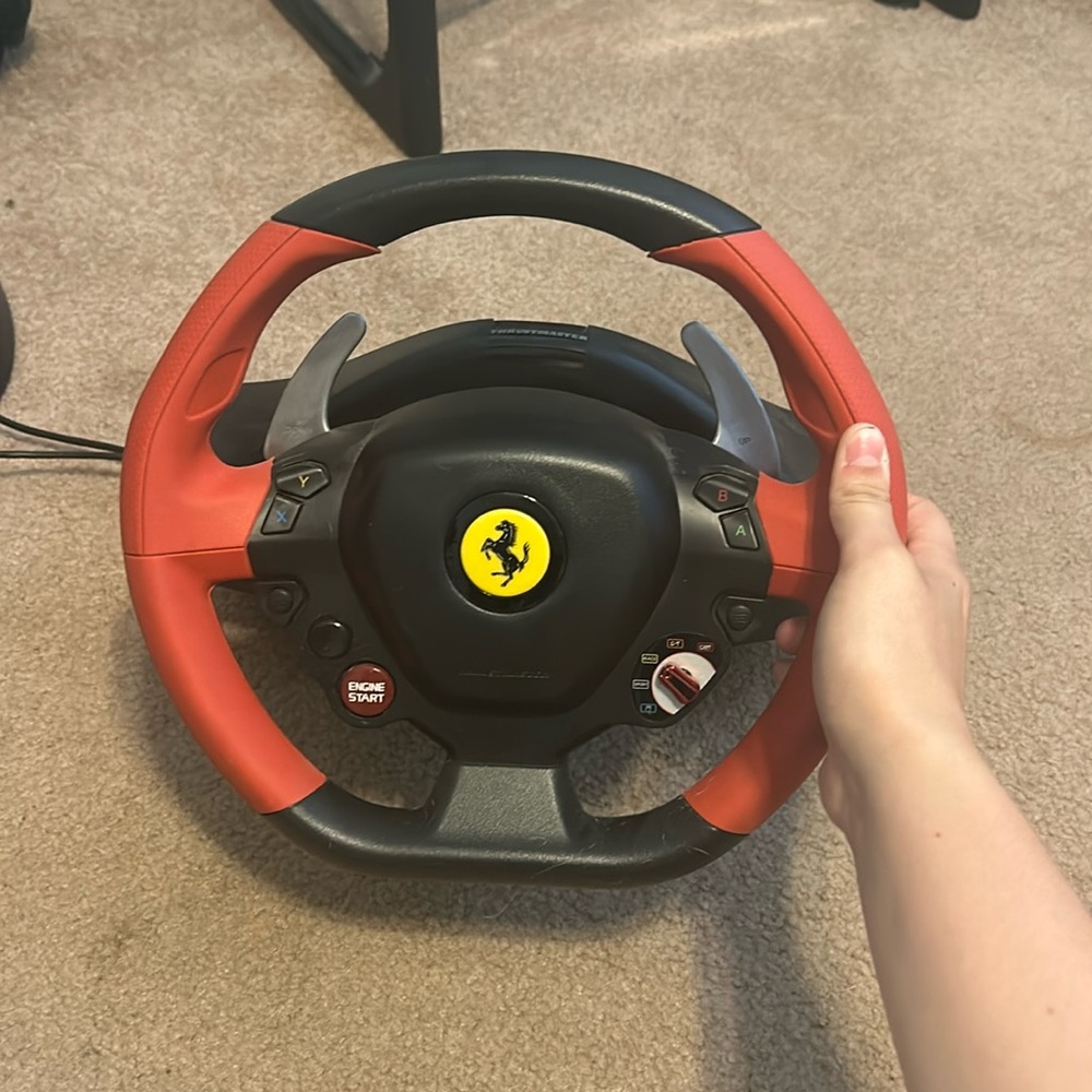 Ferrari replica steering wheel, gas, and breaks